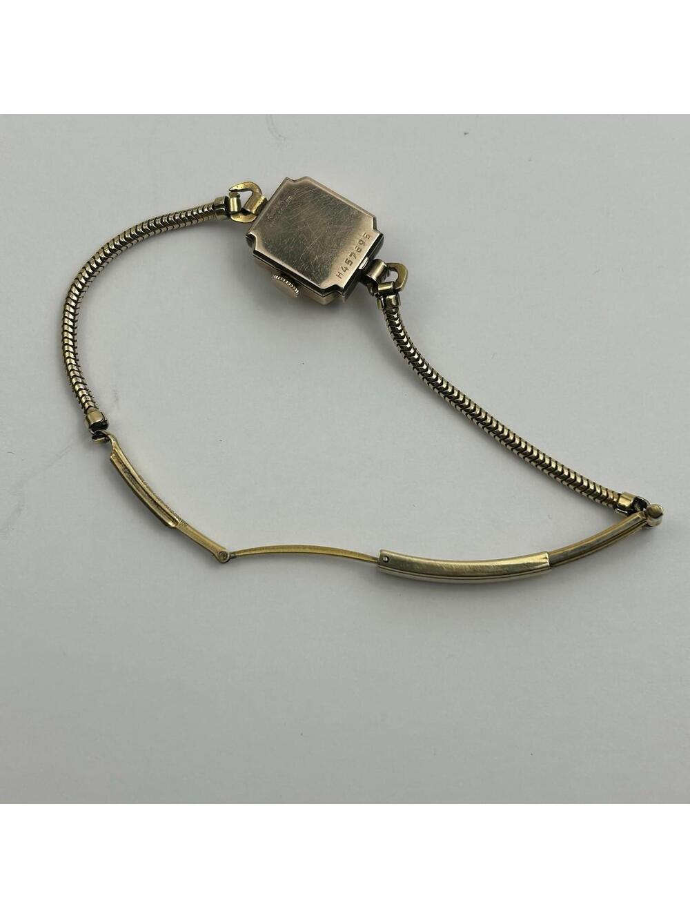 Vintage 1947 Bulova Ladies Watch 14K Gold Filled Square Art Deco - WORKING - Picture 11 of 16